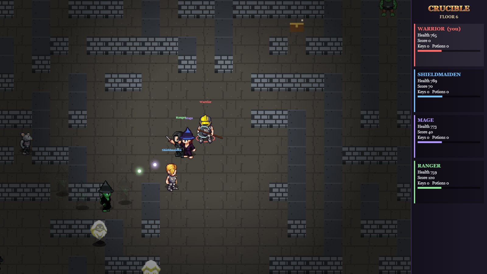 The party in a maze with sorcerers, ghosts and lobbers closing in.