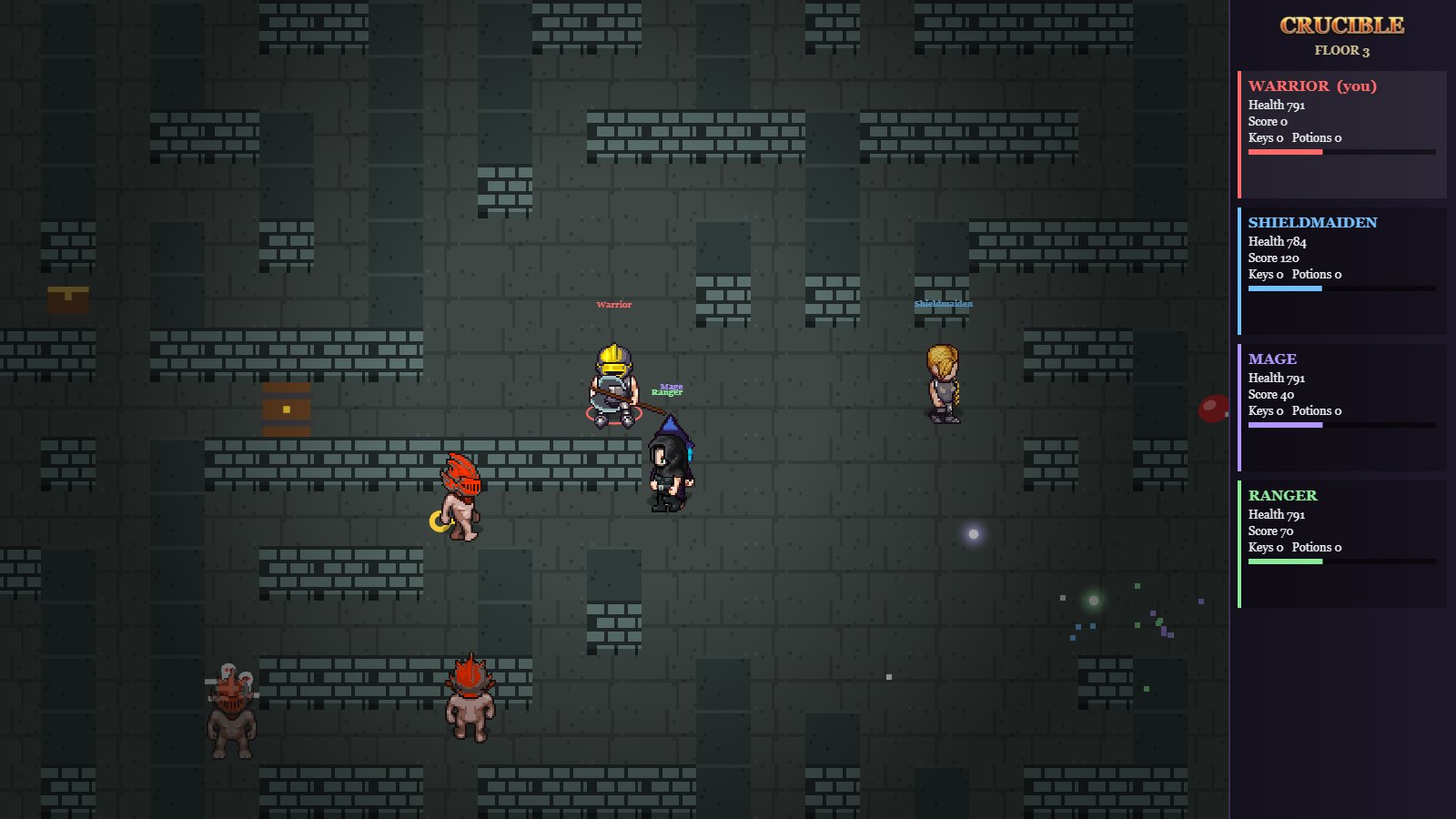 The party fighting fire-throwing demons from a bone generator.